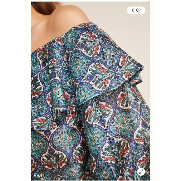 Anthropologie Sachin & Babi Musette Floral Blouse Size large off shoulder Top - Picture 6 of 12
